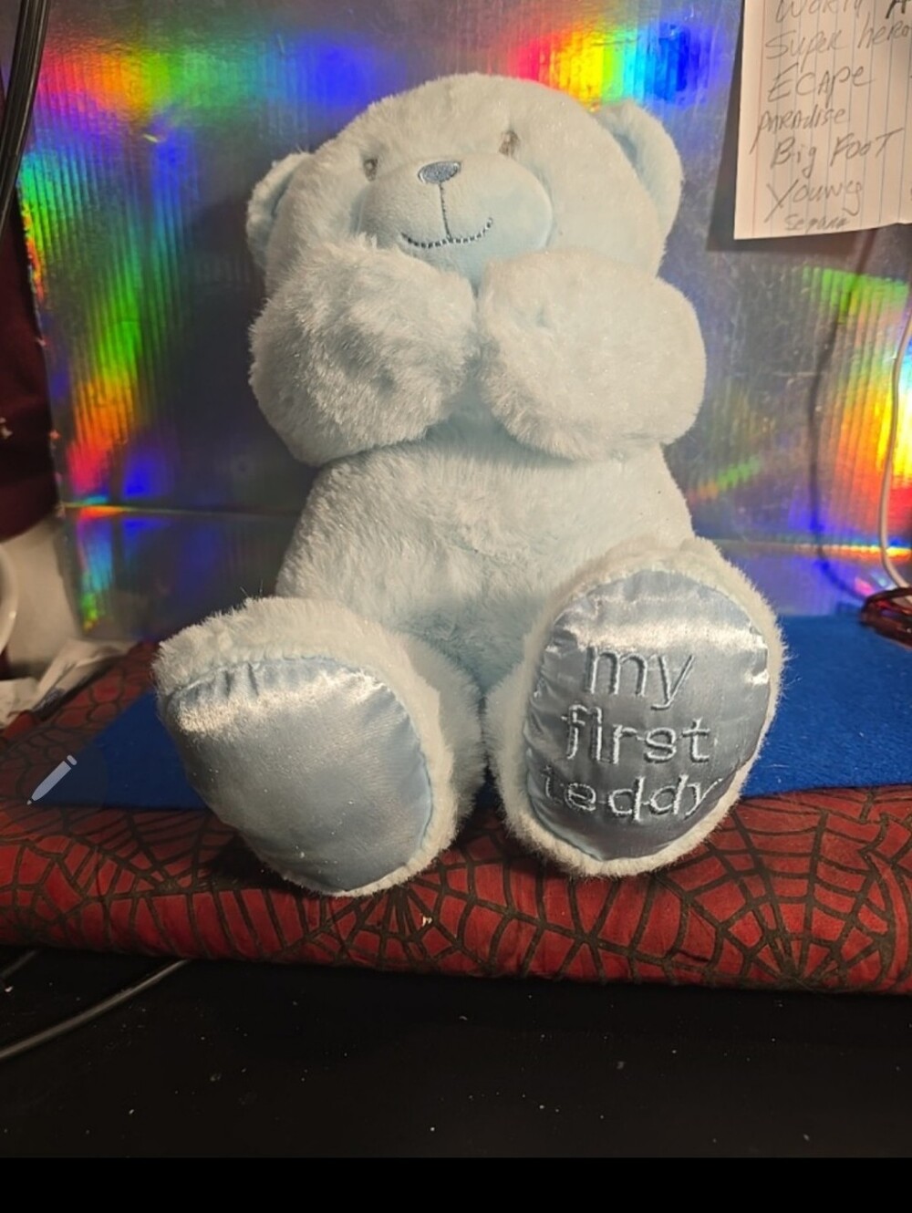 061626 LINZY  BABY GUND MY FIRST TEDDY BLUE BEAR PLUSH TOY 14" Inc studio 18H